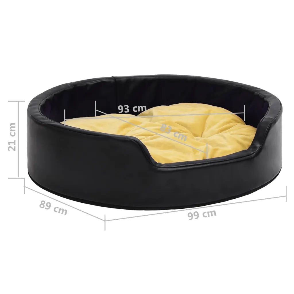 Lettino per Cani Nero e Giallo 99x89x21 cm Peluche e Similpelle cod mxl 41619