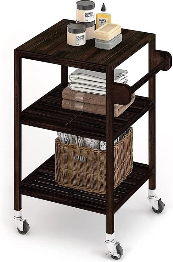 Carrello da cucina su ruote – Trolley da servizio – Carrello da cucina su ruote in acciaio inossidabile – Carrello da cucina su ruote con ruote in gomma – Carrello da cucina su ruote con cassetti – Carrello da cucina su ruote con contenitore per rifiuti