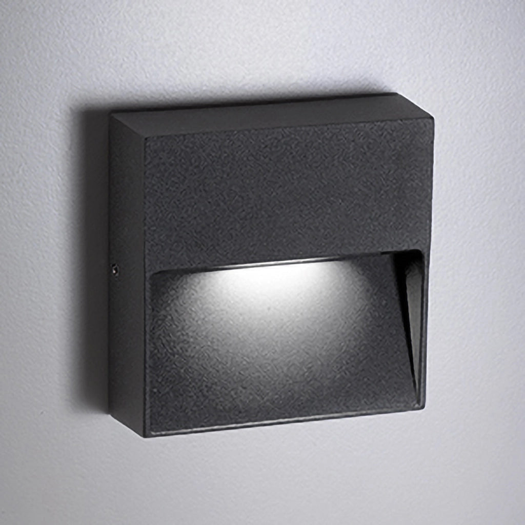 Bottom Lampada da Parete LED per Esterni ed Interni 4.5W 3000K IP54 in Alluminio Pressofuso Grigio Scuro Forma Quadrata Design Moderno ed Elegante