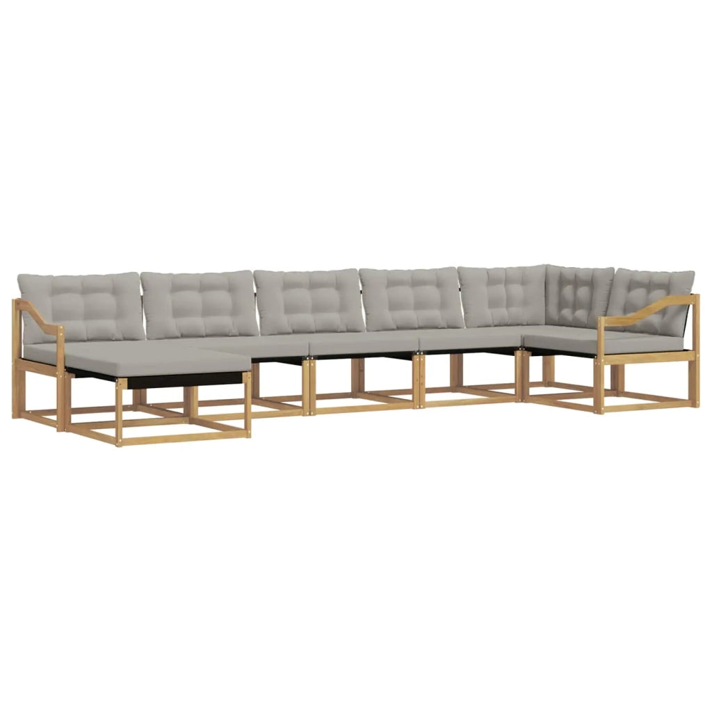 Set di divani da esterno 7 pcs Bianco e Grigio Chiaro