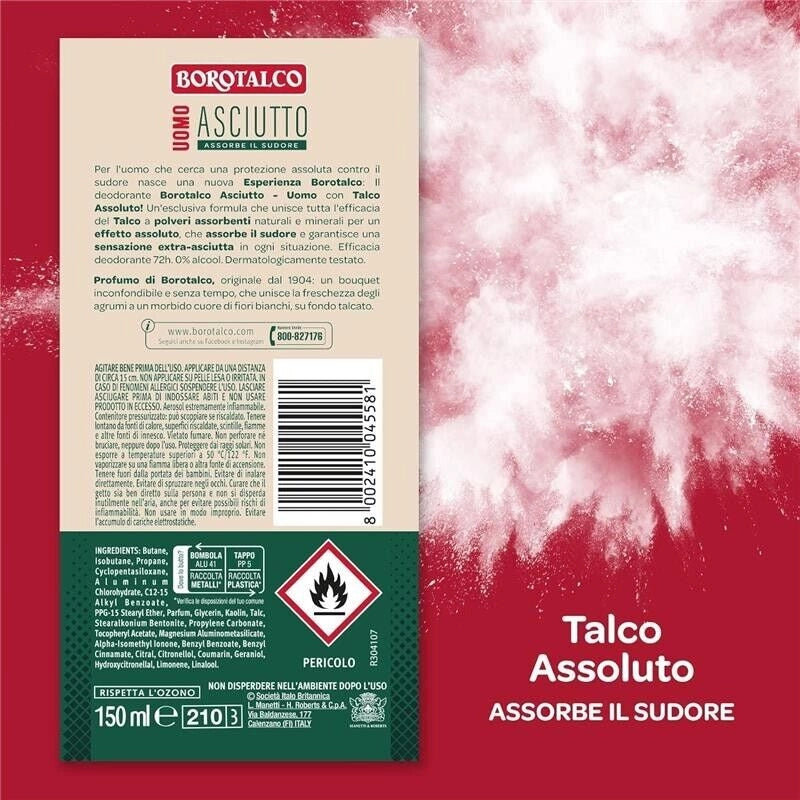 BOROTALCO DEO SPRAY 150 ML NEW PROFUMO DI BOROTALCO DA UOMO + ASCIUTTO