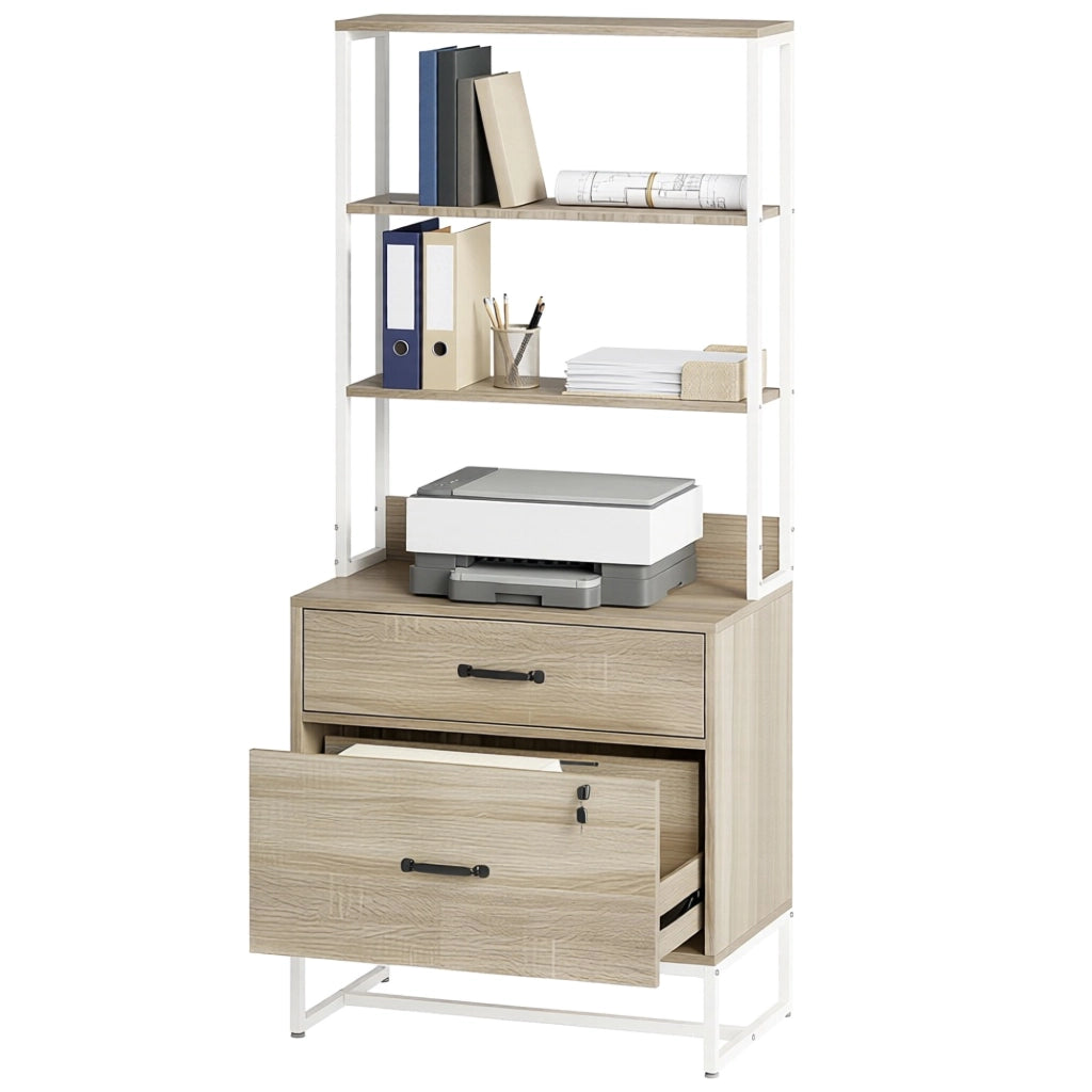 Cassettiera con scaffale 2 cassetti ¨C Zephmum ¨C Rovere