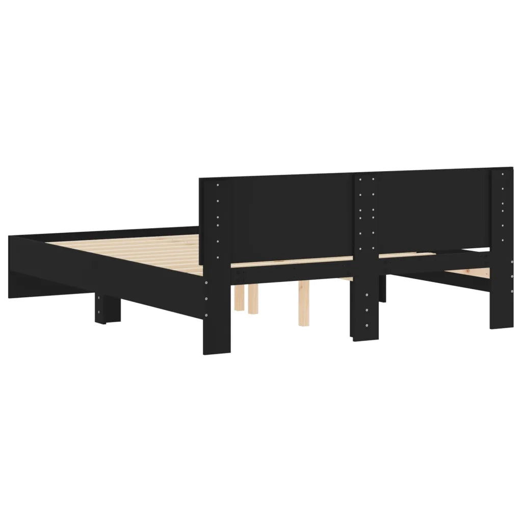 Giroletto con Testiera-Struttura Letto con testiera Nero 140x190 cm