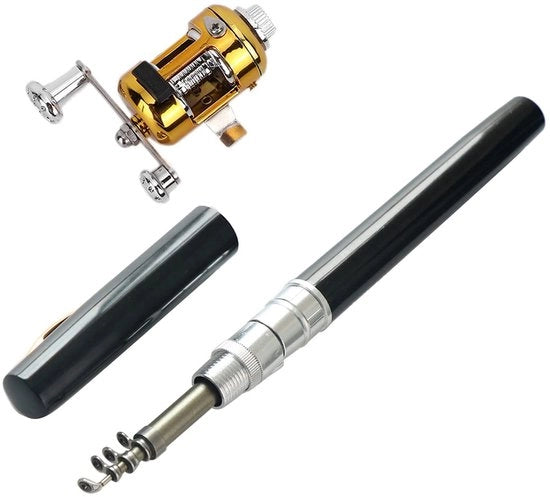 Attrezzo da Pesca Portatile Telescopico - Set di Visciole e Vismolen - Hengel in Alluminio - 21 cm di Lunghezza di Chiusura - Attrezzo da Pesca Portatile
