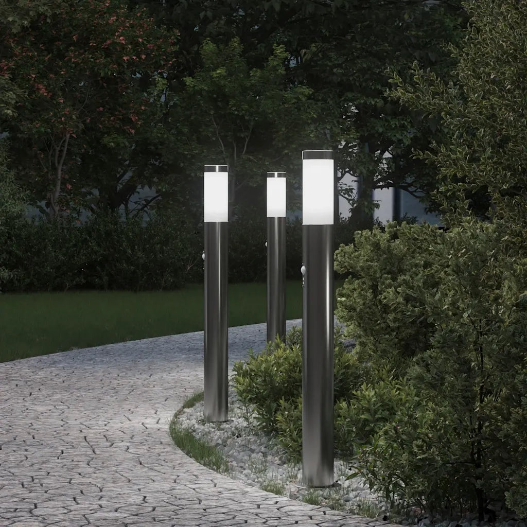 Lampioni a dissuasore con sensore 3 pz 80 cm Acciaio Inox IP44 4006008