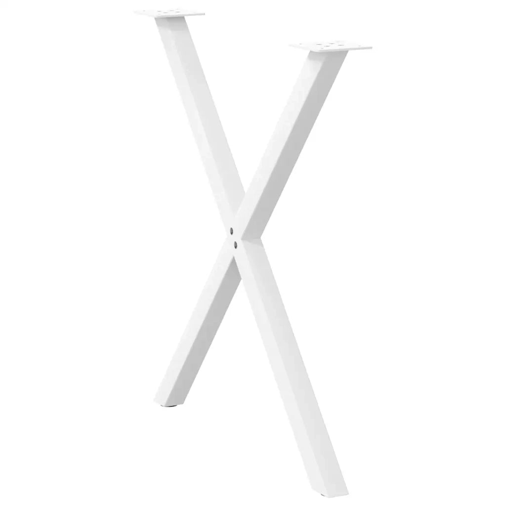 Gambe per tavolo da pranzo a forma di X 2 pz bianche 70x(72-73) cm in acciaio 4012917