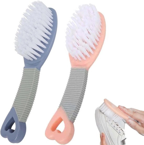 Set da 2 pezzi di spazzola per pulire scarpe Spazzola per scarpe da ginnastica Spazzola morbida per abbigliamento e scarpe, blu e rosa