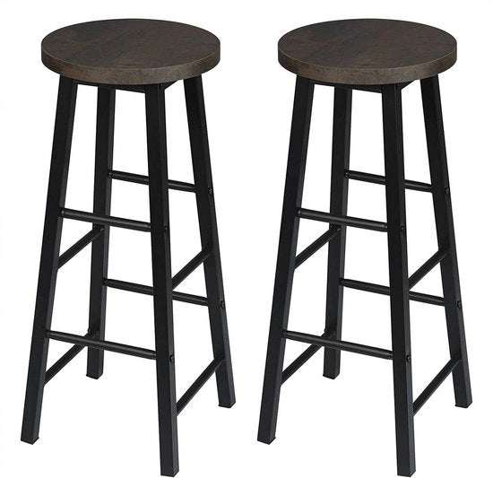 Barstoli alti - Altezza seduta 71cm - Alluminio - Set da 2 - Cucina - Sedili bar - Senza schienale - Legno