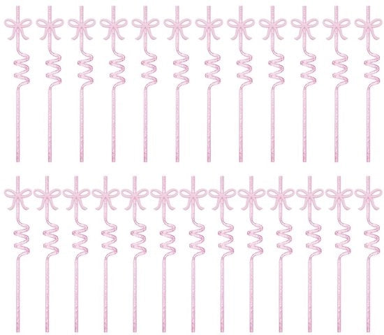 Set di spirali per bicchieri 25 pezzi - colore rosa - materiale PETG - eleganti con strisce - reutilizzabili
