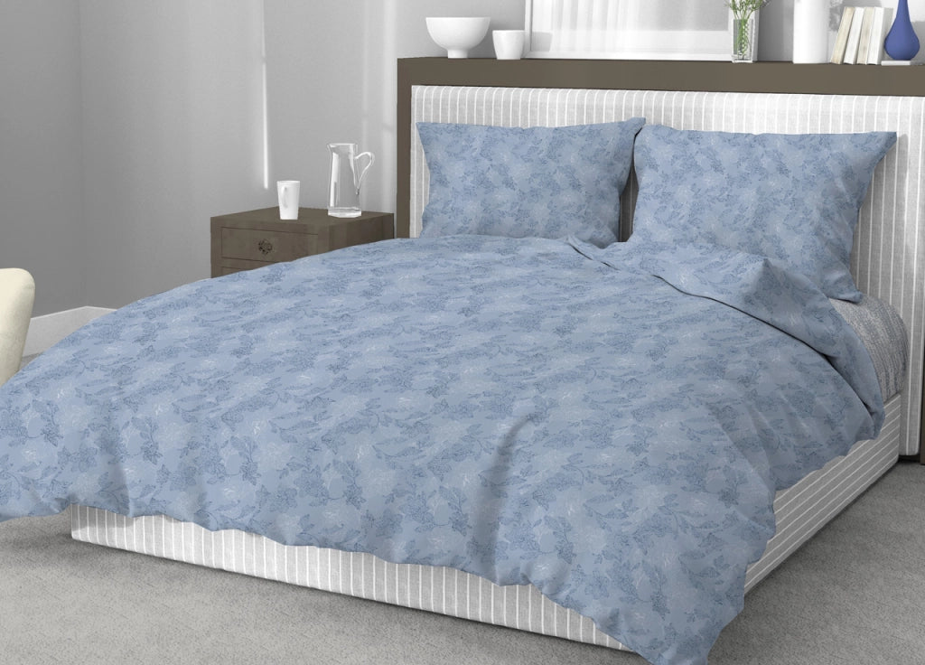 Sacco Copripiumino In 100% Cotone Made Italy Disegno Moderno Lily - Matrimoniale - Blu