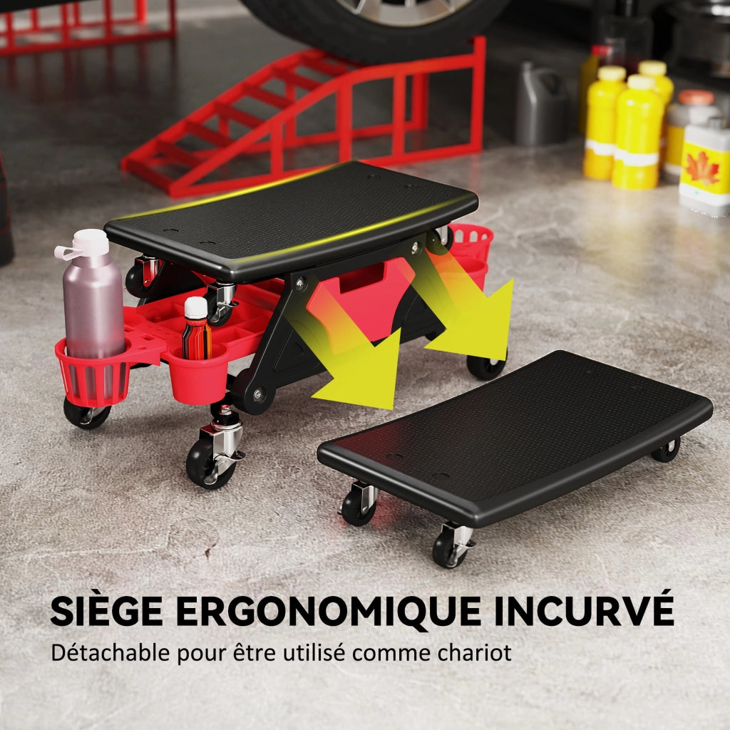 Sgabello da officina con ruote girevoli 360¡ã ¨C Xylo ¨C rosso, 135 kg, 86x33x33cm