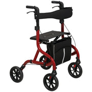 Deambulatore con Seduta e Schienale per Anziani Pieghevole 68x64x85,5-95,5 Altezza Regolabile Borsa e Porta Bastone in