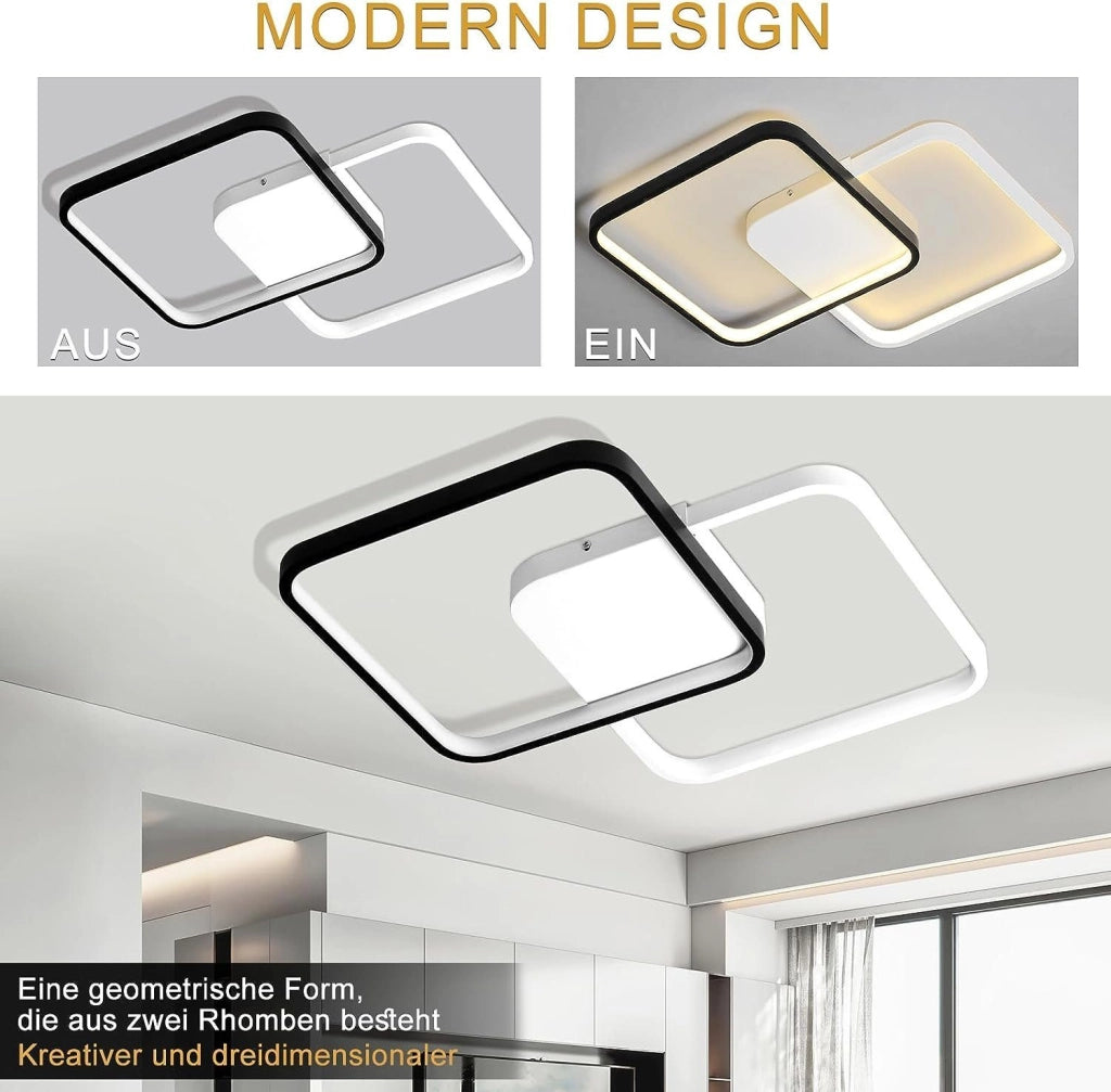 ZMH Lampada da soffitto plafoniera LED moderna bianco nero per camera letto