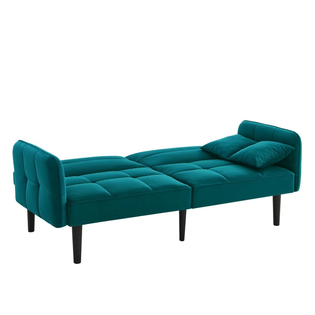Divano letto 2 in 1 regolabile - Zephmum - Due posti, rivestimento in velluto, braccioli pieghevoli