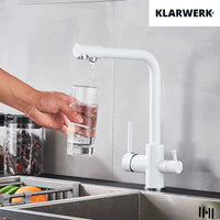 FELIX| Rubinetto per acqua potabile premium a 3 vie bianco opaco | miscelatore da cucina ad osmosi in acciaio inossidabile|Filtro 3 connessioni gastro
