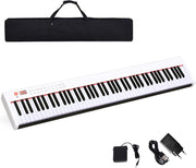 Pianoforte Digitale 88 Tasti Multifunzionale, Tastiera Elettronica con Funzione Bluetooth, Pianola Semi-Pesato per Principianti con Pedale di Sustain, 127 x 21,5 x 6,5 cm (Bianco)