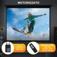 Schermo per Proiettore 120" Formato 4:3 Regolabile con Telecomando, 244x183cm, Nero