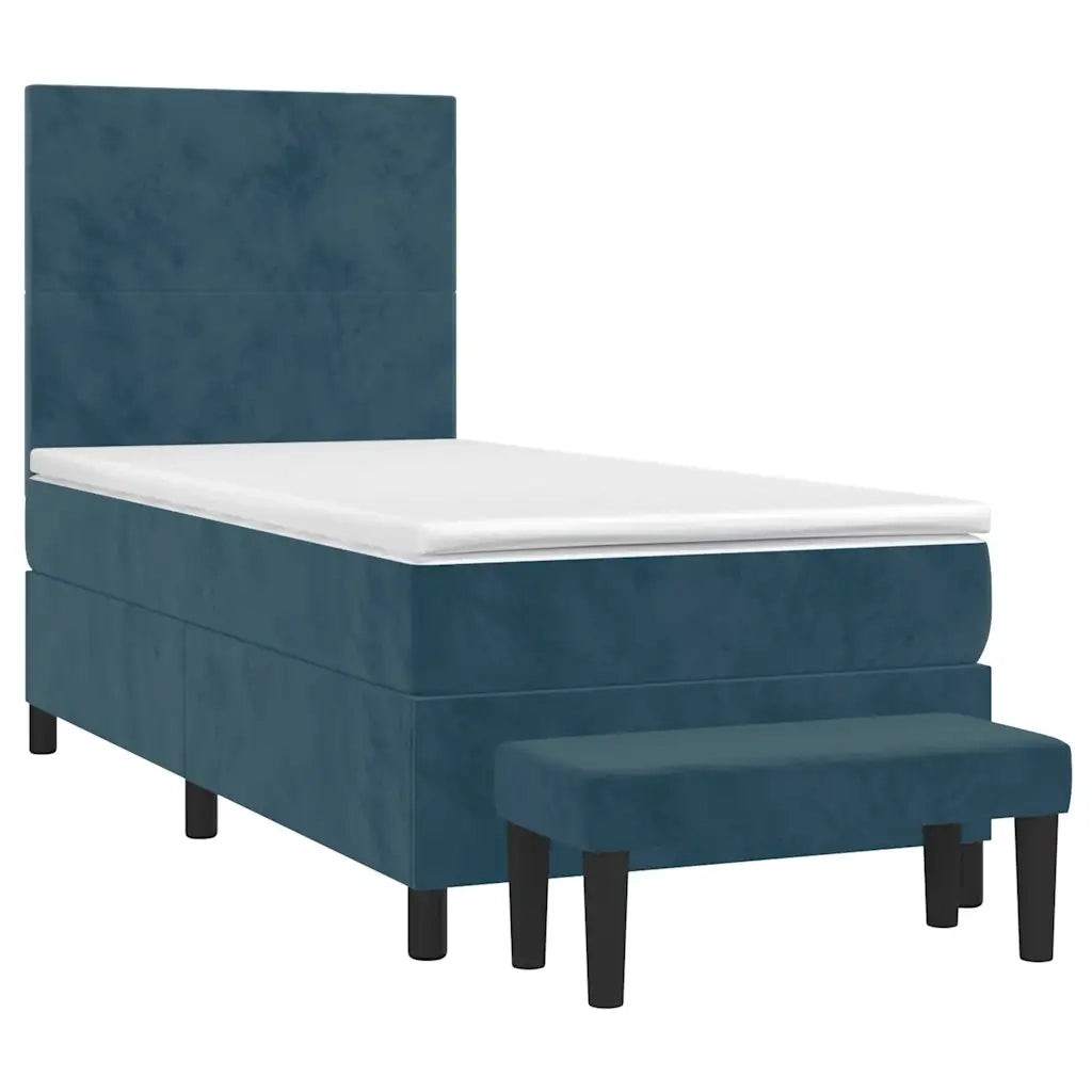 Giroletto a Molle con Materasso Blu Scuro 100x200 cm in Velluto 3137711