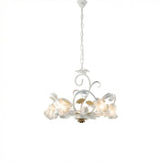 Lampadario Arte Povera Cesto Metallo Bianco E Oro 5 Luci E14