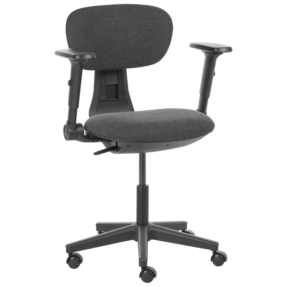 Sedia da ufficio in tessuto nero con schienale e braccioli regolabili, design moderno, per l'ufficio domestico