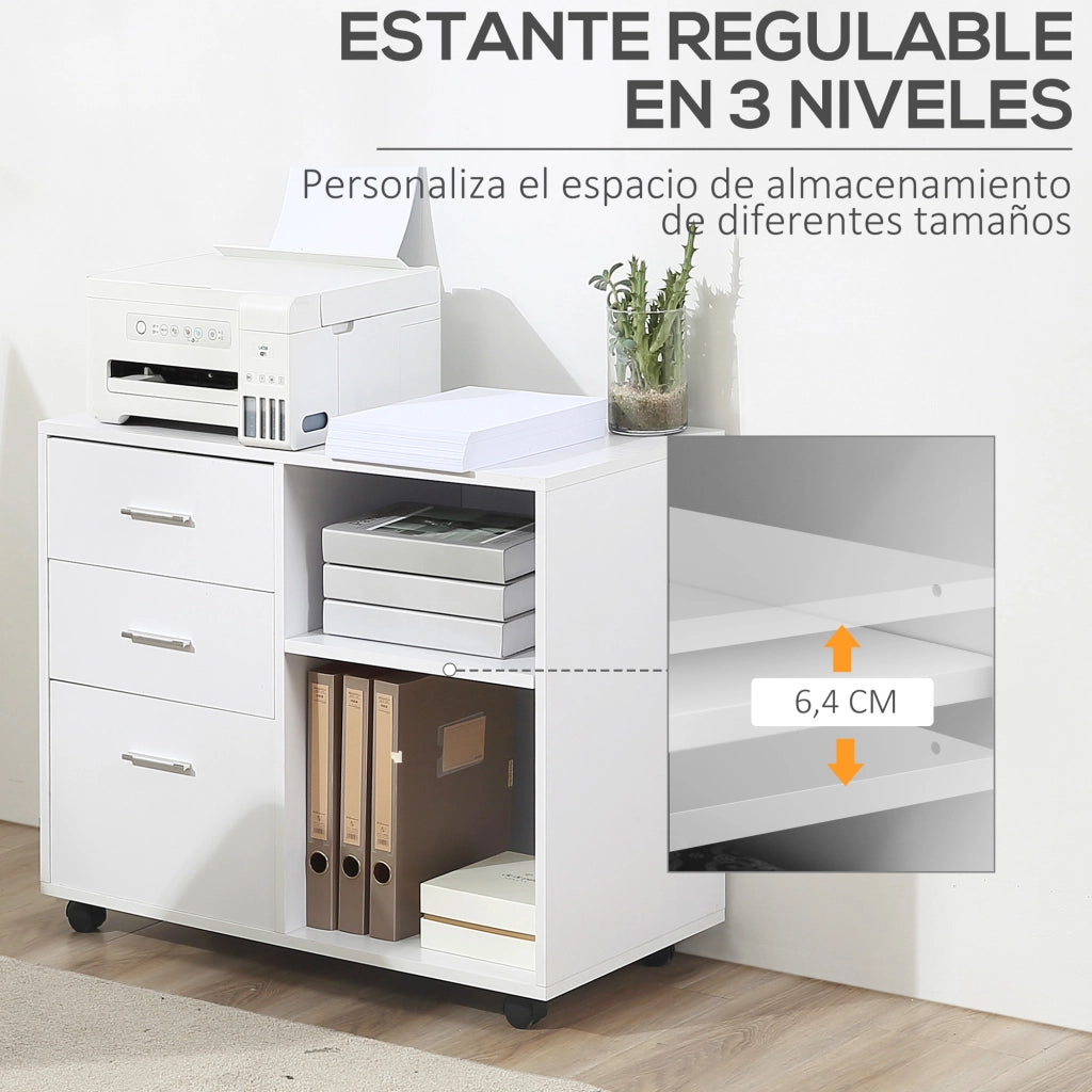 Scrivania con cassetti e scaffale ¨C zephmum ¨C bianco 80x40x65 cm