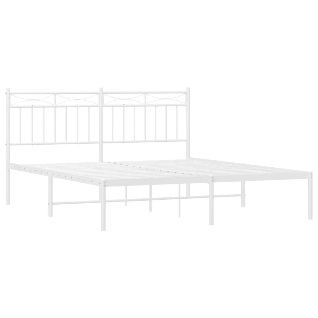 Letto matrimoniale | Letto per adulti | Giroletto con Testiera Metallo Bianco 150x200 cm