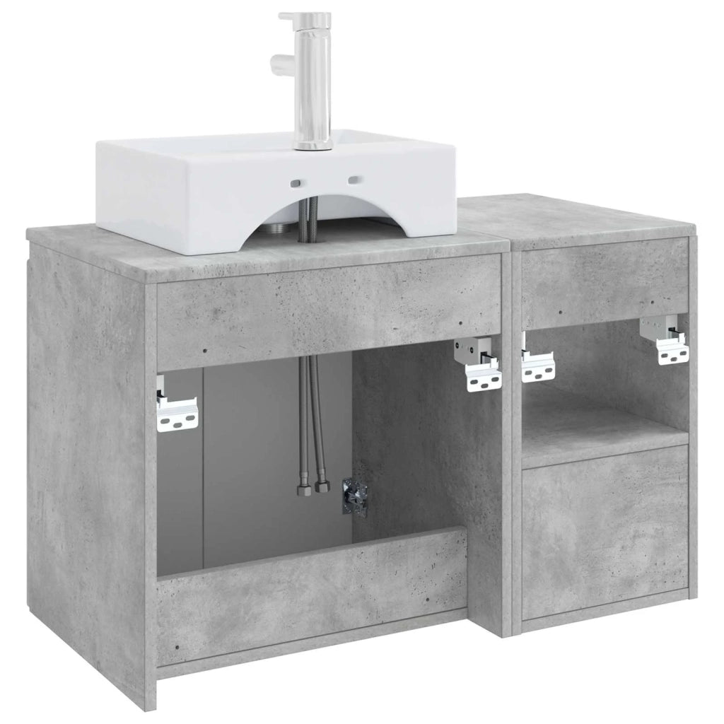 Set di mobili per il bagno 2 pz Grigio Cemento 3404057