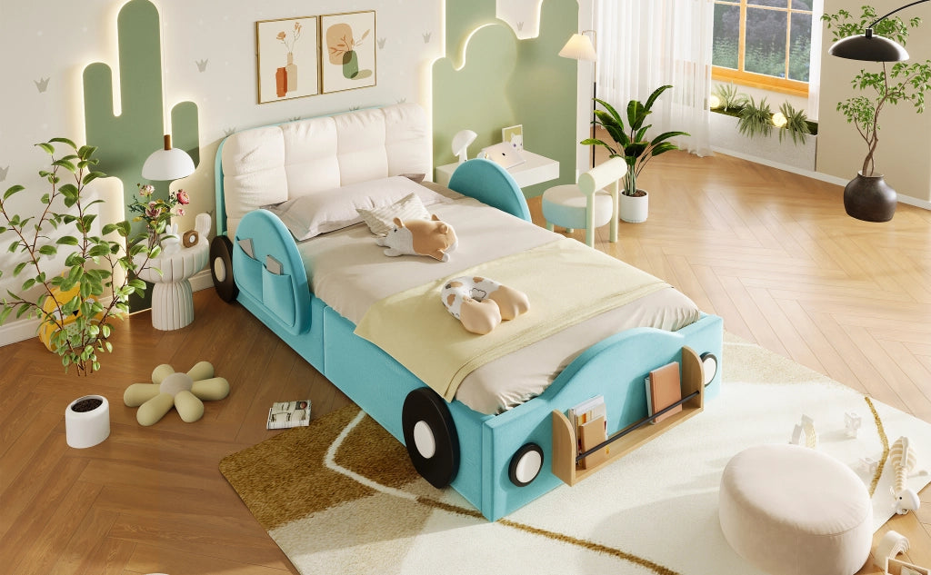 letto imbottito flanella blu 90 x 200 cm