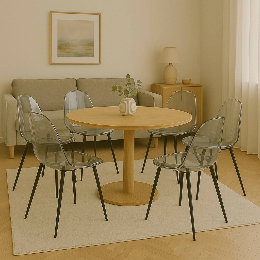 Set di 6 sedie Amstrong, Poltrona in PET, Sedia da pranzo ergonomica, Seduta per riunioni, 53x46h81 cm, Fumé