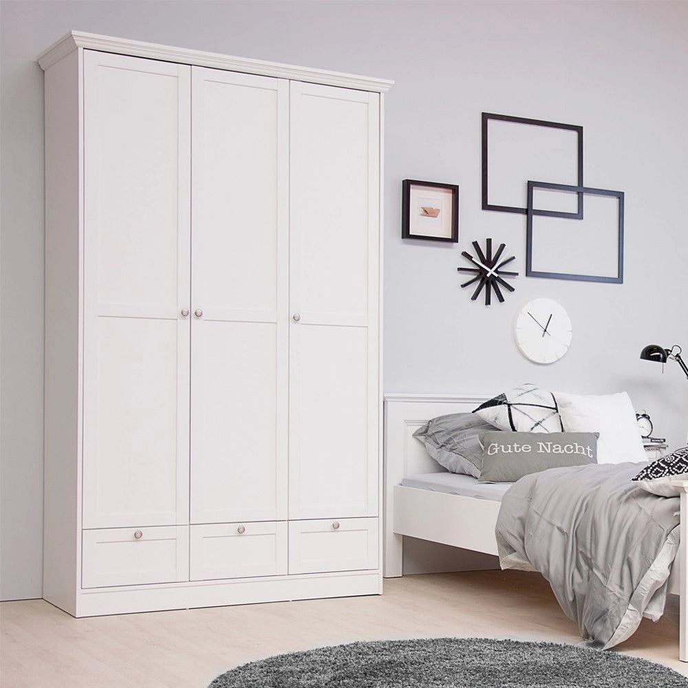 Armadio tre ante e tre cassetti Landwood18 colore bianco