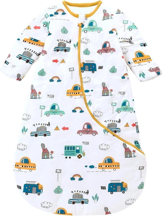 Zaino per neonati invernale con maniche staccabili imbottito - pigiamini morbidi per bambini piccoli ragazzi ragazze 35 TOG auto stad 75-90 cm