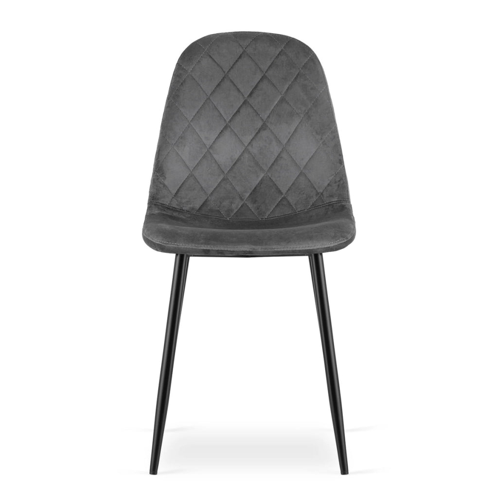 Sedia Asti in velluto grigio scuro con gambe in metallo