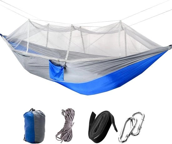 Hangmat ultralight per esterni - capacità di carico 300 kg - respirante e rapidamente asciugante - blu - 260 x 140 cm