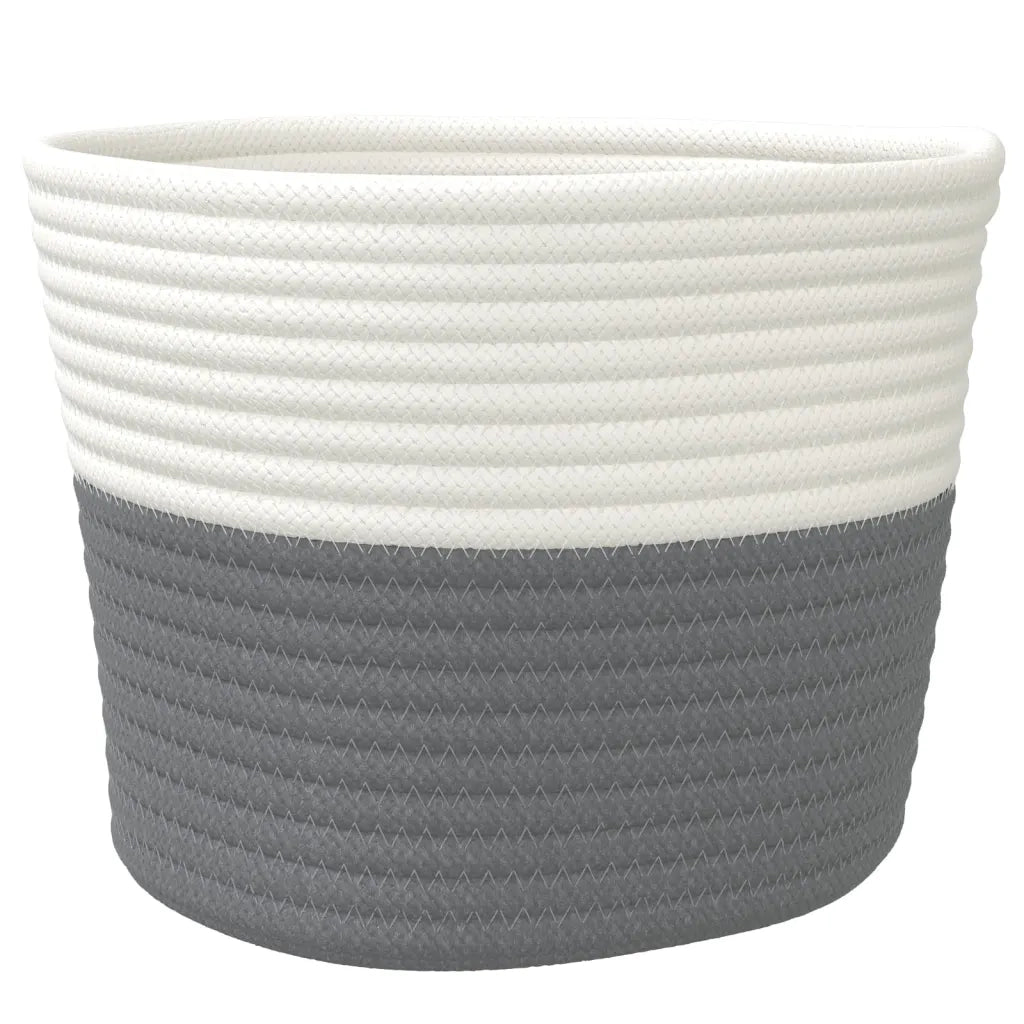 Cestini Portaoggetti 2 pz Grigio e Bianco ?24x18 cm in Cotone CFW3009779