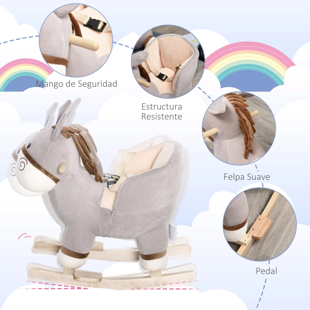 Cavallo a Dondolo per Bambini ¨C zephmum ¨C Grigio 61x34x58 cm