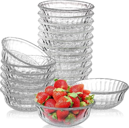 Set di 18 tazze in vetro da 5", contenitore per preparazione pasti, set di dessert, contenitore per snack, servizio per frutta, dolci e snack, lavabile in lavastoviglie