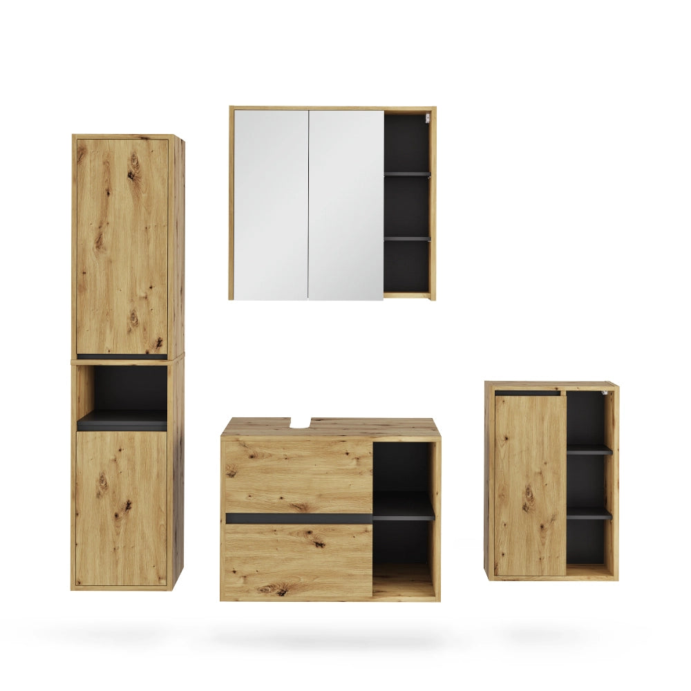 Vicco Set di mobili da bagno Artigiano/grigio 4 parti