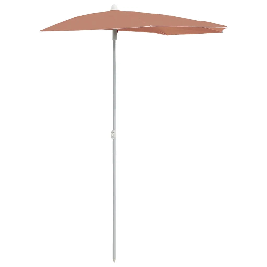 Ombrello | Parasolne Semicircolare da Giardino e Palo 180x90cm Terracotta