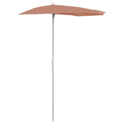 Ombrello | Parasolne Semicircolare da Giardino e Palo 180x90cm Terracotta