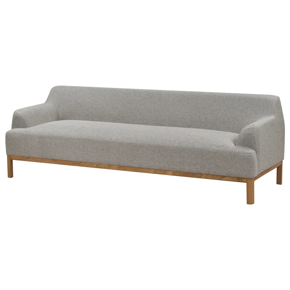 Divano a 3 posti in tessuto grigio con gambe in legno stile elegante soggiorno