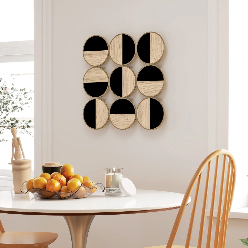 Decorazione murale metallo dischi design ¨C zephmum ¨C naturale nero 60x60 cm