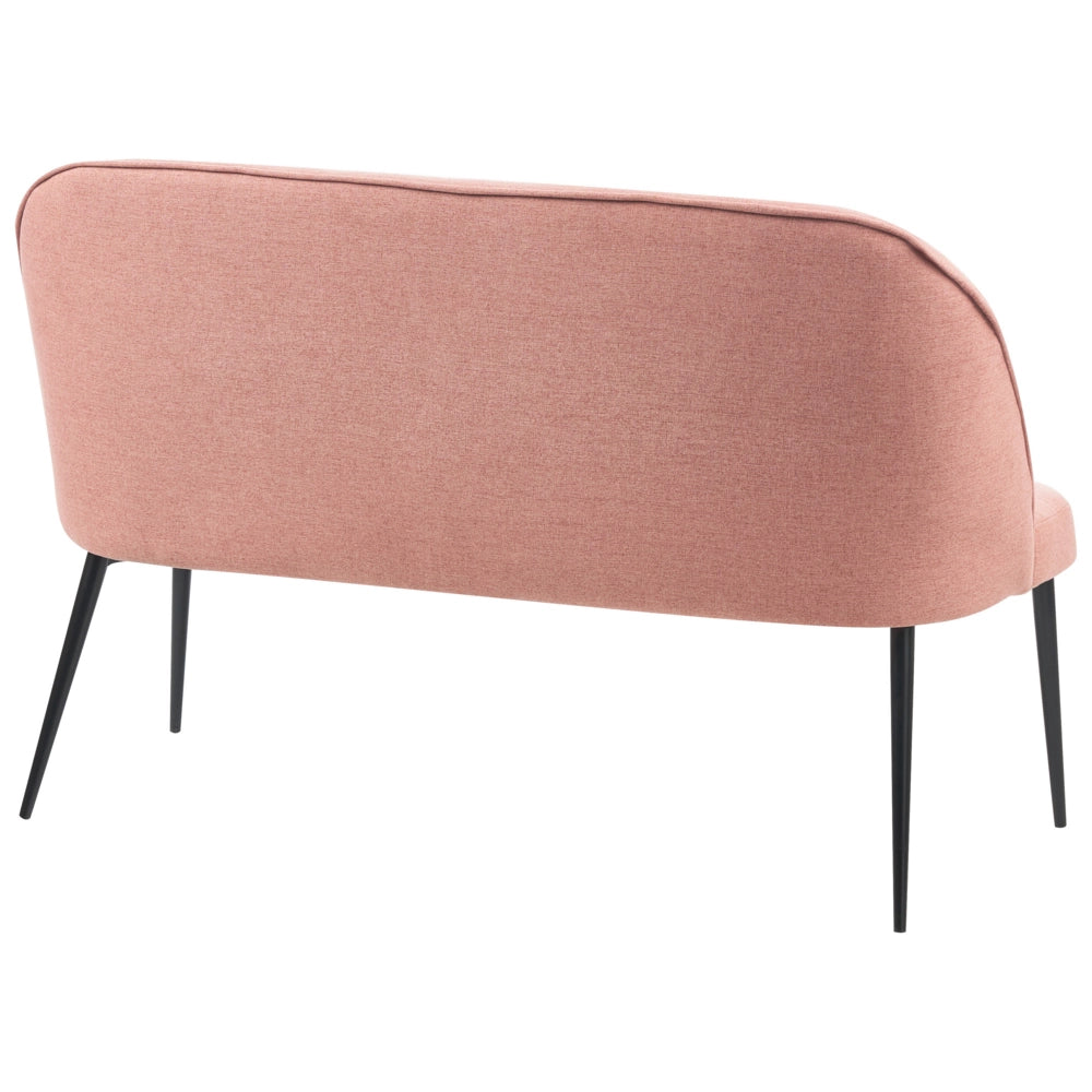 Divano da cucina Rivestimento in tessuto rosa Struttura in metallo a 2 posti Gambe nere Panca