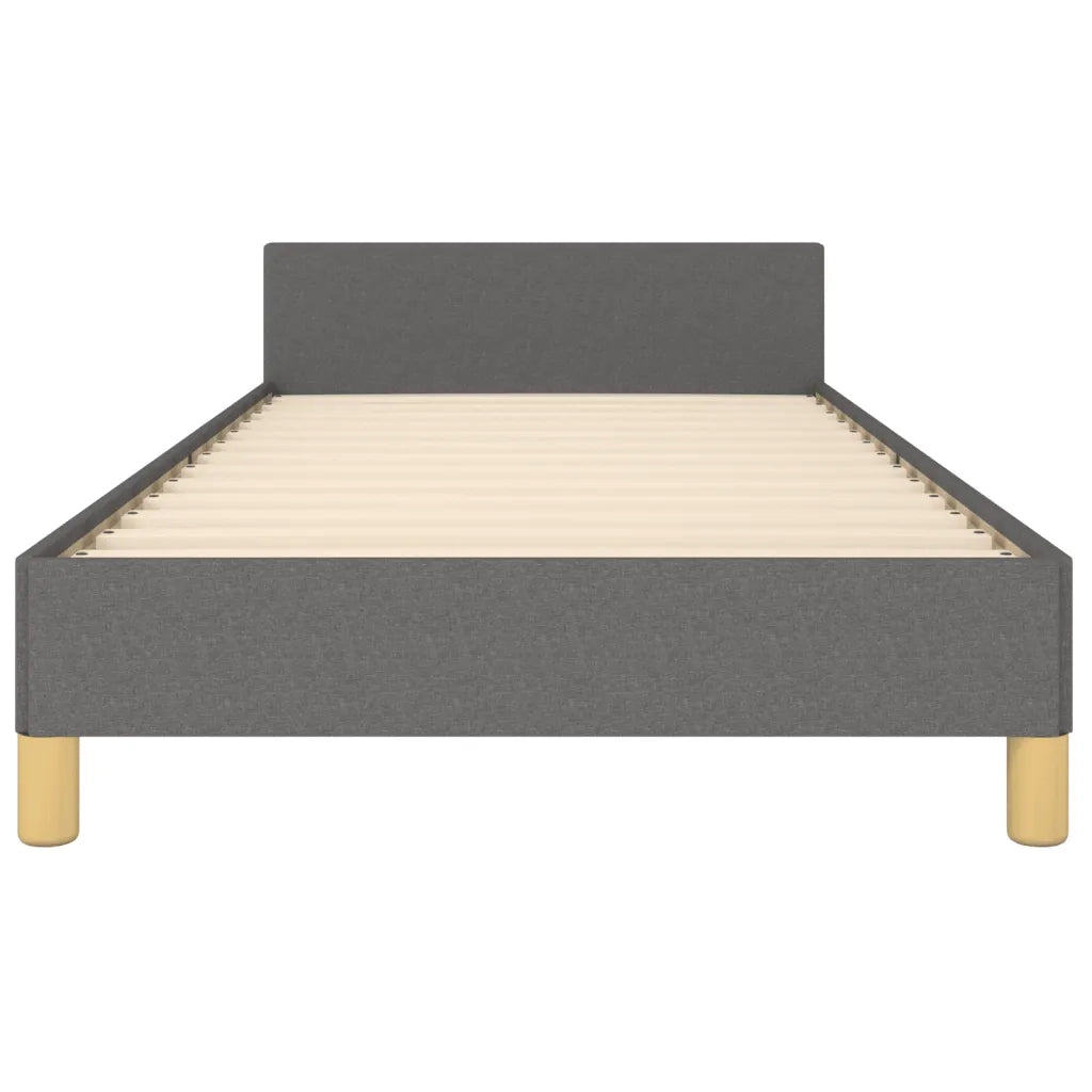 Giroletto con Testiera-Struttura Letto con testiera Grigio Scuro 90x190 cm in Tessuto