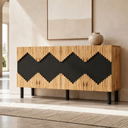 Credenza contenitore con ante a pressione e motivo geometrico