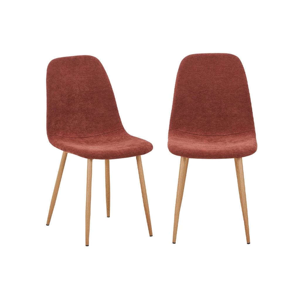 Set di 2 sedie decorazione in legno e tessuto, rosso