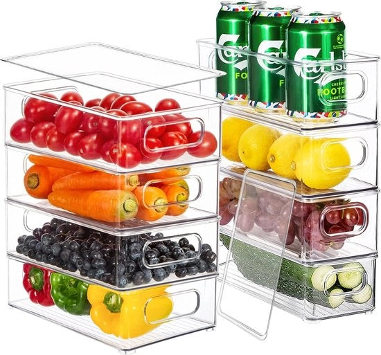 Organizzatore per frigorifero, armadio per cucina con coperchio, organizzatore per cucina, set di 8 ante, sistema di stoccaggio, frigorifero, armadio per cucina, cosmetici, materiali da ufficio, attrezzi (4 grandi/4 piccoli)