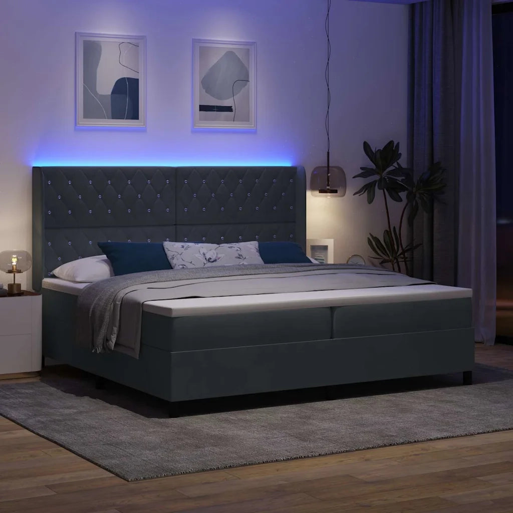 Letto a molle con materasso Grigio scuro 200 x 200 cm Velluto 3343833