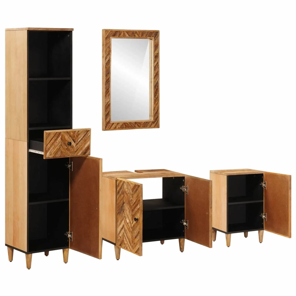 Set di Armadi da Bagno con porta 4 pcs Legno di mango massello