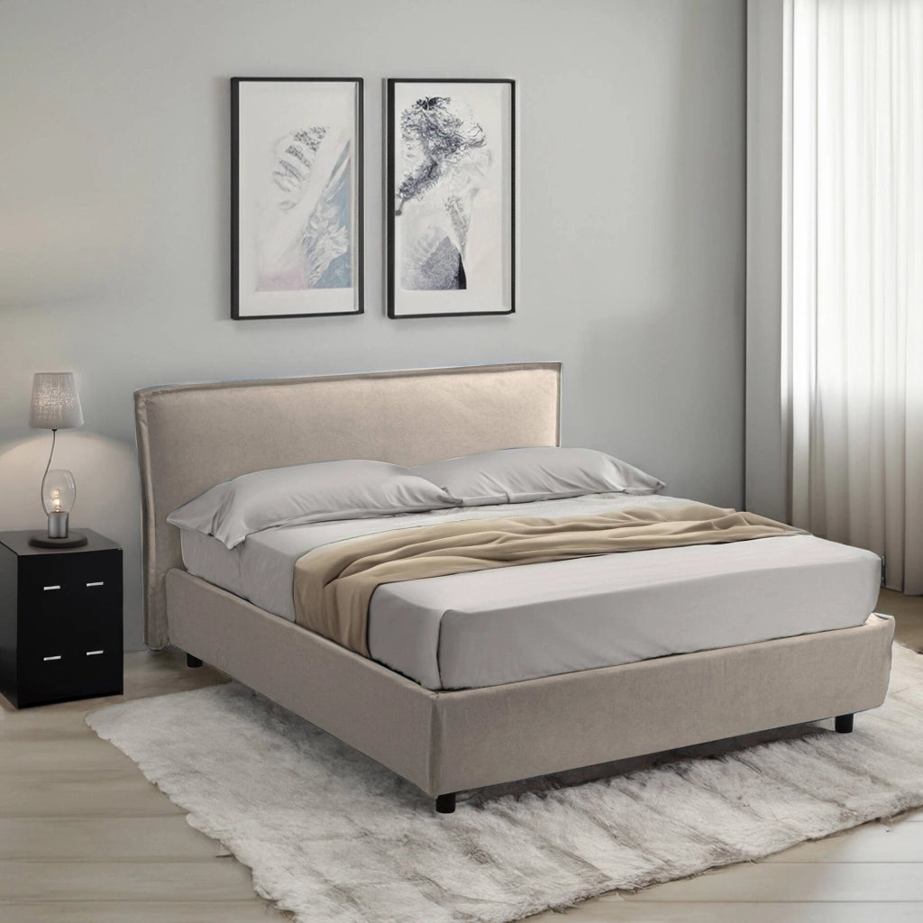 Brusson, Letto Singolo Sfoderabile Made in Italy, Grigio Tortora