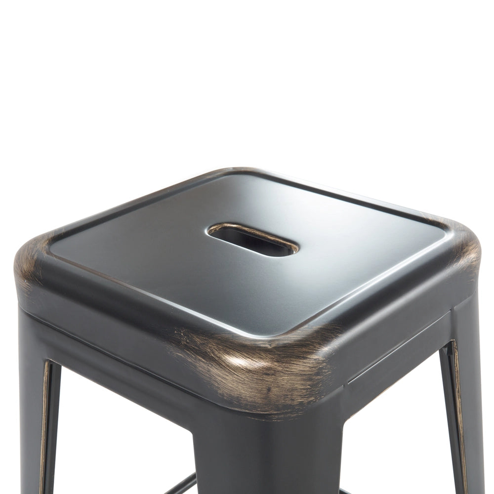 Set di 2 Sgabelli da Bar Nero con Acciaio dorato 60 cm Impilabile Altezza Bancone Industriale